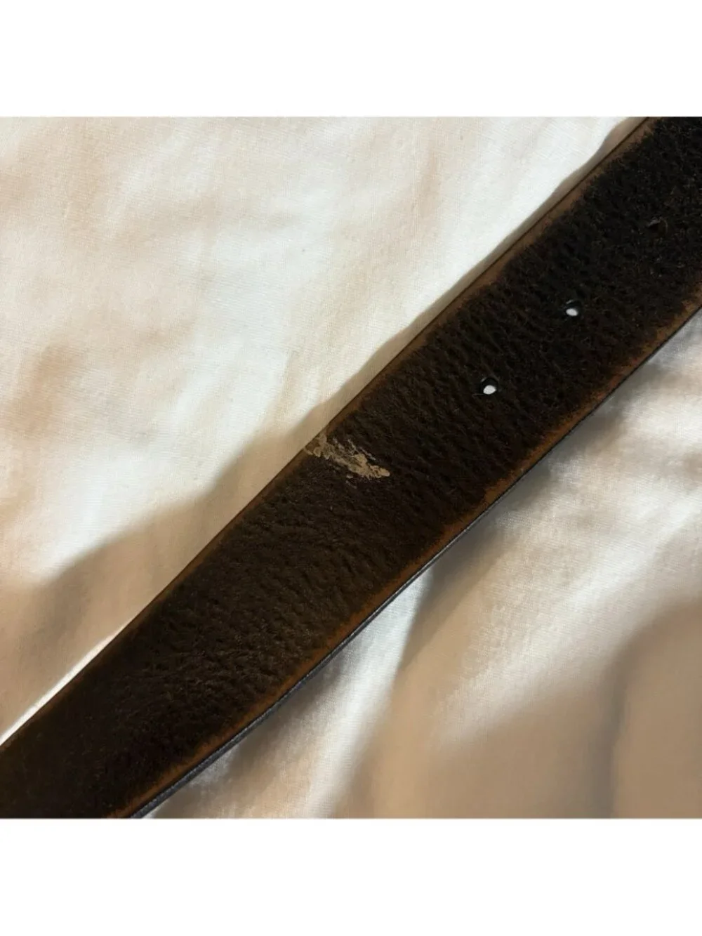 UNC Vtg Fossil Leather Belt Brass Buckle 90s Distressed